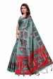 Vamika Sea Green Kalamkari With Jhalar Khadi Silk Saree Discount