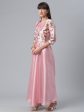 Ahalyaa Art Silk Pink Solid Kurta With Attached Floral Print Jacket For Discount