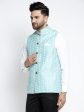 Jompers Men Beautiful Blue Embroidered Nehru Jacket Supply