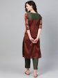 Ahalyaa Brown & Olive Green Printed Kurta with Palazzo Hot on Sale