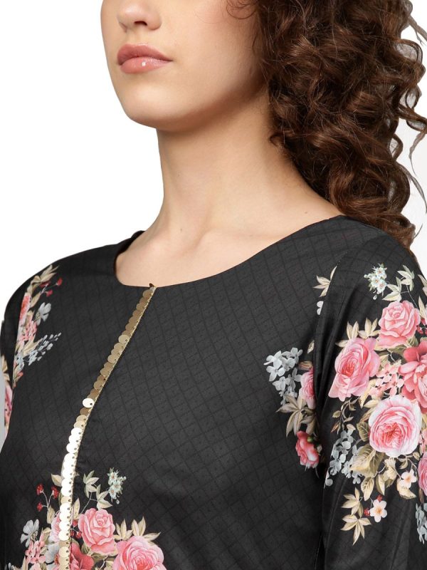 Ahalyaa Beautiful Black Printed Kurta Set For Women s Discount