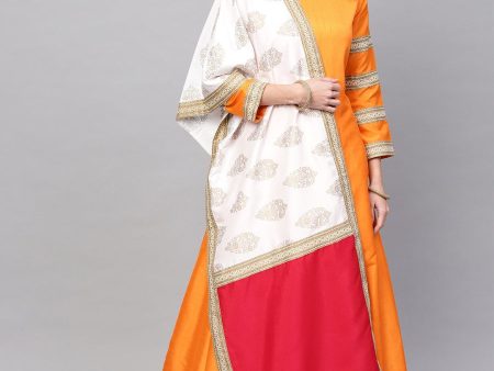 Ahalyaa Solid Pleated Kurta with Dupatta Hot on Sale