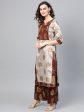 Ahalyaa Grey & Coffee Brown Printed Kurta with Palazzo & Dupatta Supply