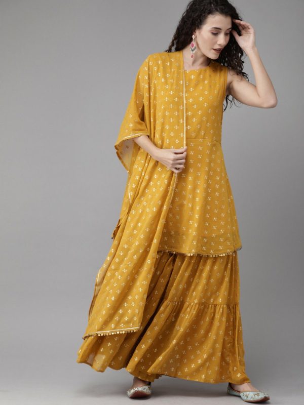 Ahalyaa Mustard Suit Set For Discount