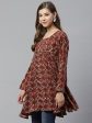 Ahalyaa Maroon & Beige Ethnic Printed Asymmetric Tunic Cheap