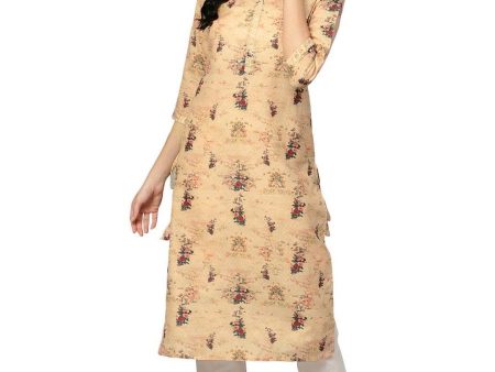 Ahalyaa Beige Dusty Print Straight Kurta For Women For Discount