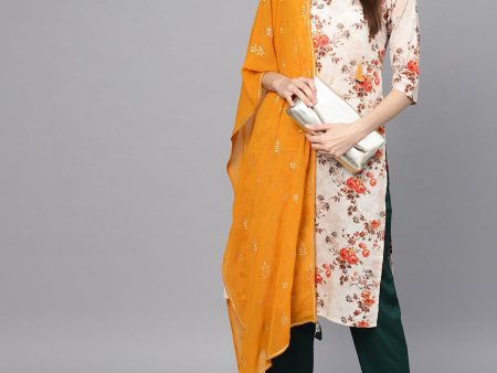 Ahalyaa Off White Printed Kurta Set Hot on Sale