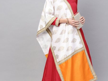 Ahalyaa Red Solid Anarkali Kurta With Dupatta Supply