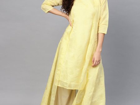 Ahalyaa Yellow Metallic Printed Koti Style Kurta For Women Online now