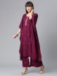 Ahalyaa Burgundy & Golden Printed Kurta with Palazzo Online Hot Sale